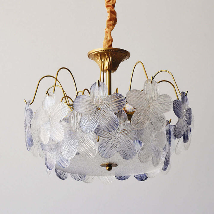 Floral Stained Glass Chandelier for Living Room