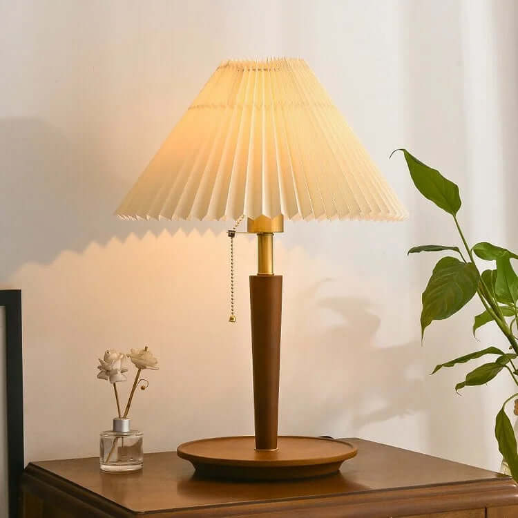 Pleated Wood Table Lamp