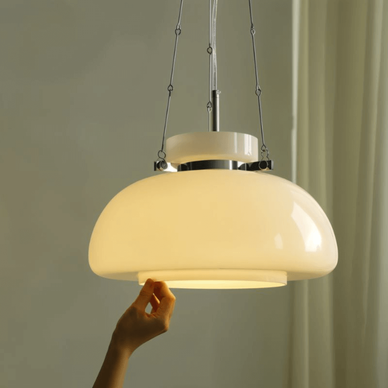 Milky Glass Pendant Light 40cm - Modern Hanging Ceiling Lamp