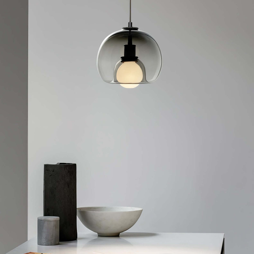 Modern Glass Pendant Light, 25cm Diameter