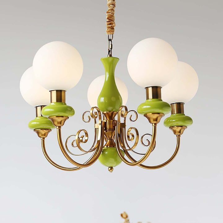 Elegant Green Onyx Chandelier | 3 & 5 Heads