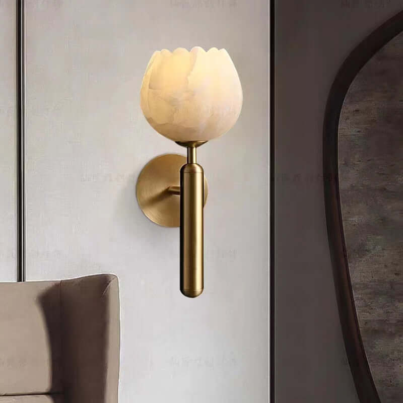 Marble & Rose Flower Wall Sconce Light Fixture