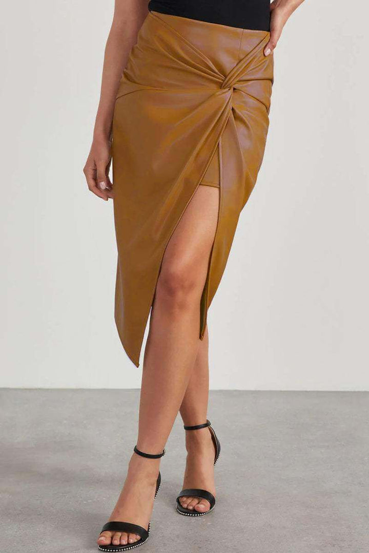 High-Waisted Pencil Skirt with Ruching