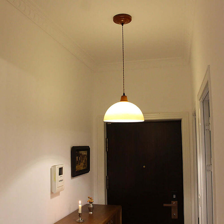 Retro Amber Glass Pendant Light 30cm