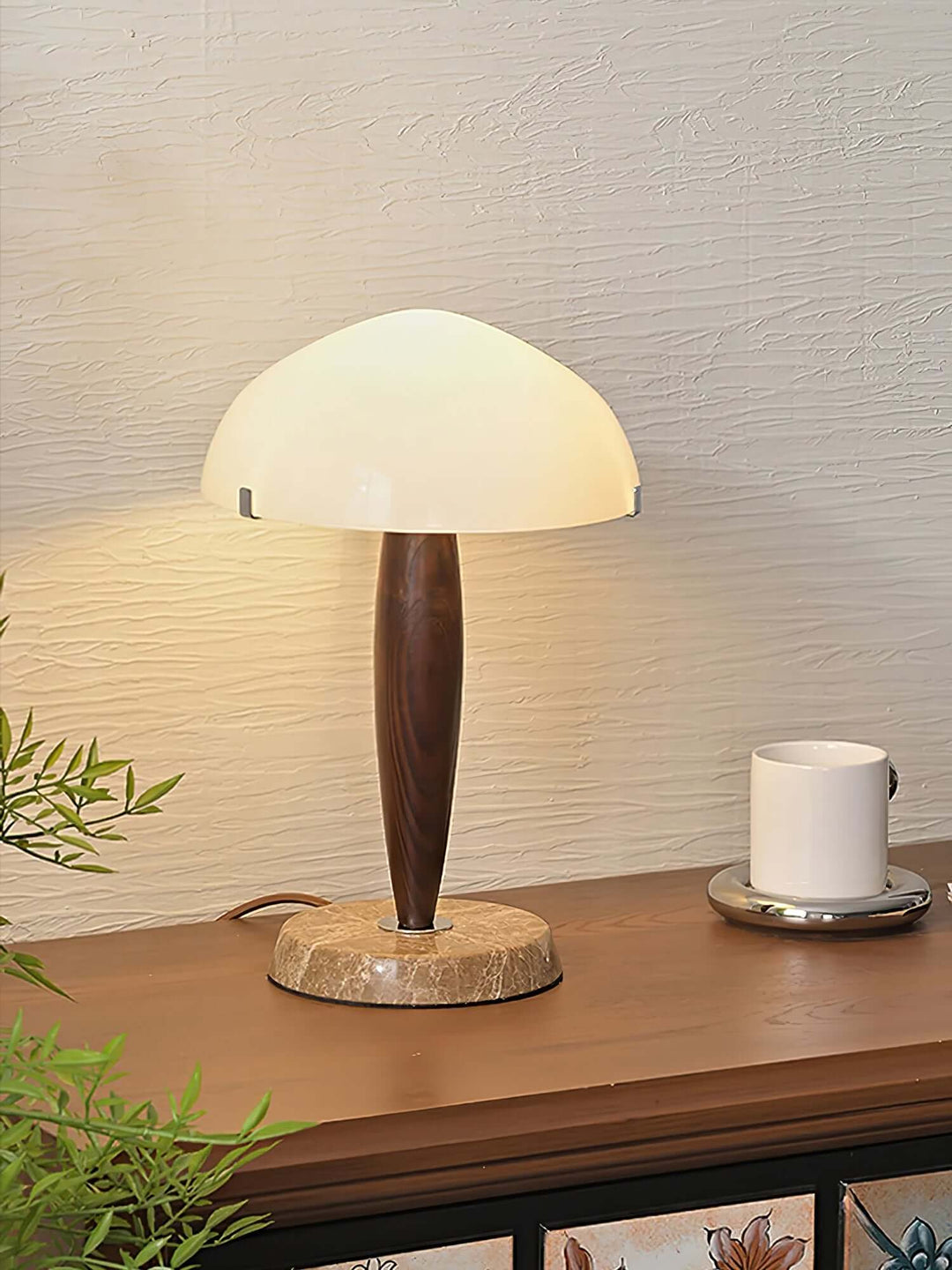 Elegant Glass & Wood Table Lamp