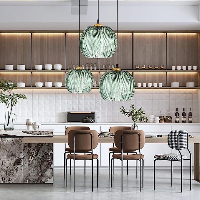Frosted Glass Pendant Light with Decorative Leaf Pattern