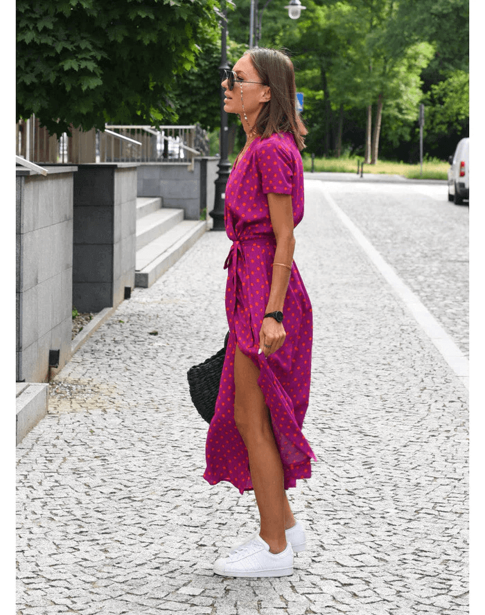 Casual Maxi Dress - Elegant V-Neck