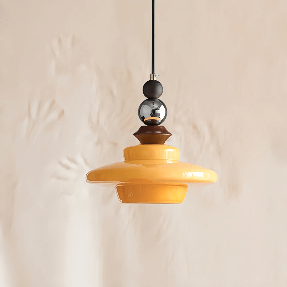 Medieval Style Beige Glass Pendant Light