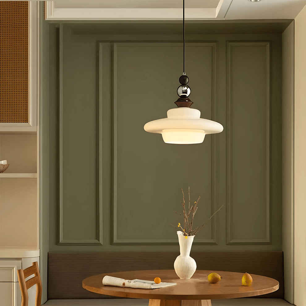 Medieval Style Beige Glass Pendant Light
