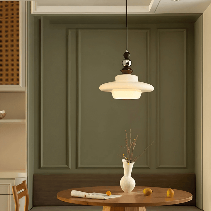 Medieval Style Beige Glass Pendant Light