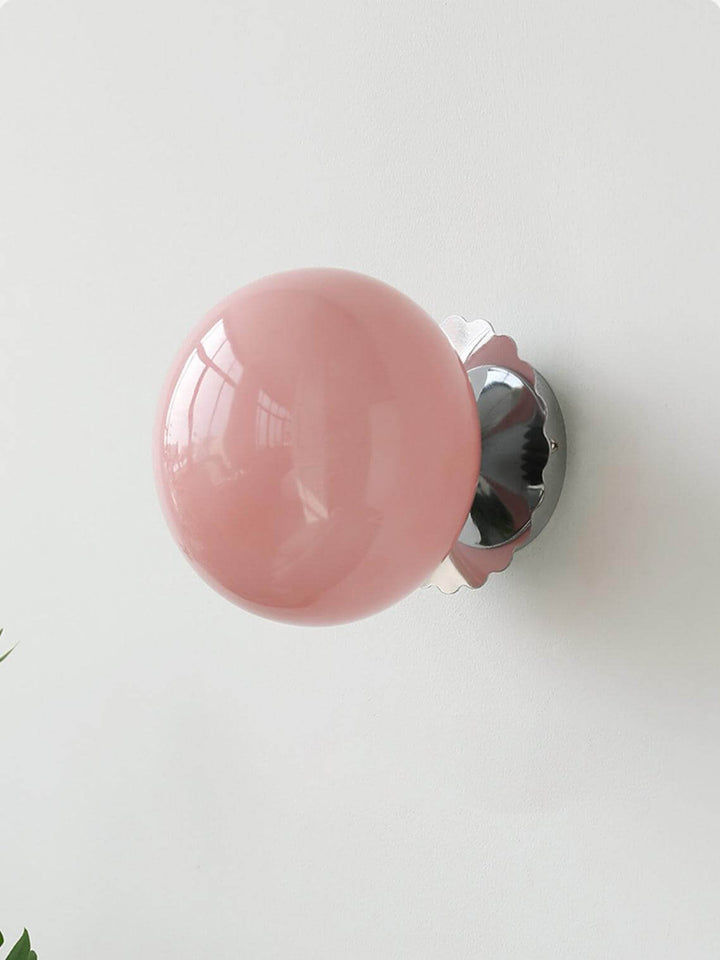 Pink Glass & Metal Sconce Light - 20cm
