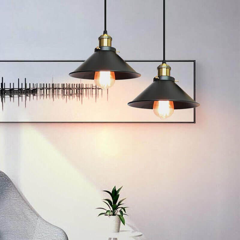 Vintage Brass Cone Pendant Light