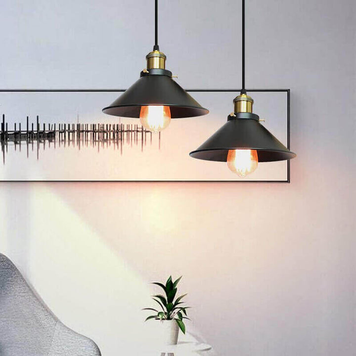 Vintage Brass Cone Pendant Light