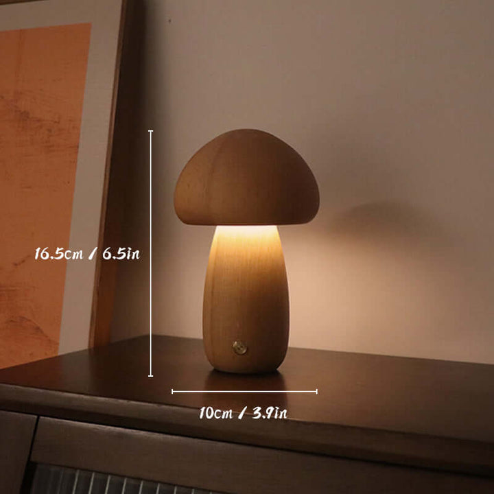 Rechargeable Wooden Mushroom Lamp