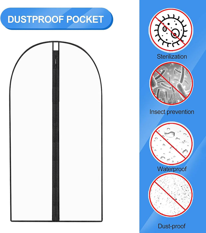 Breathable garment bag for gowns, 70-inch length, with sturdy carrying handles.