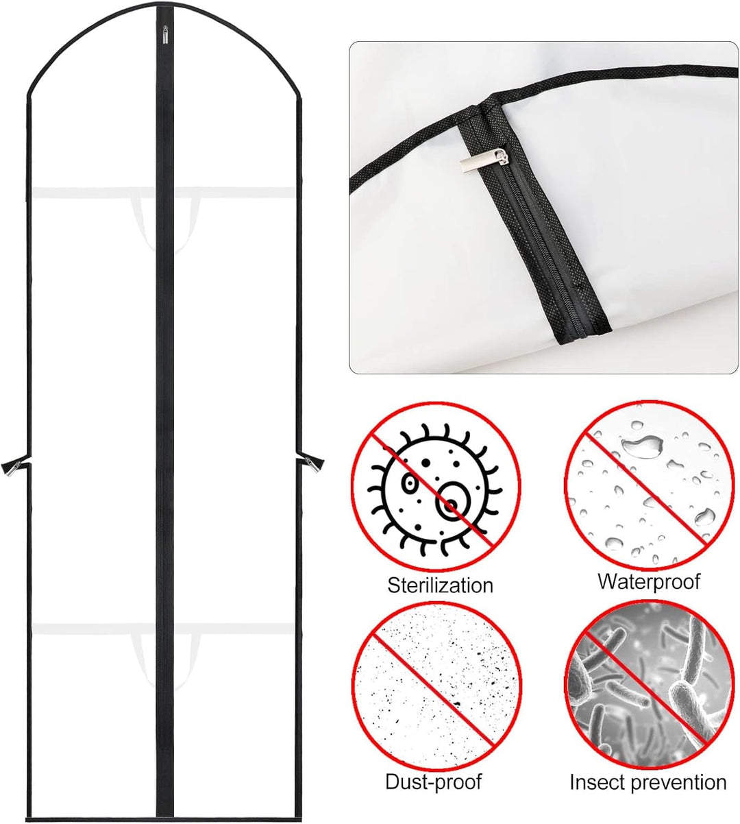 180cm garment bag for dresses, ideal for keeping wedding gowns wrinkle-free.