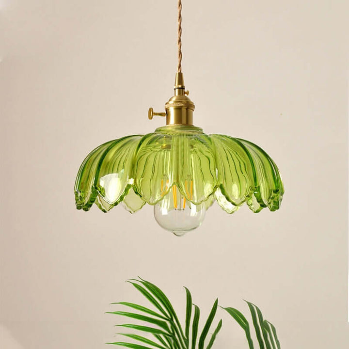 Vintage Glazed Floral Hanging Lamp