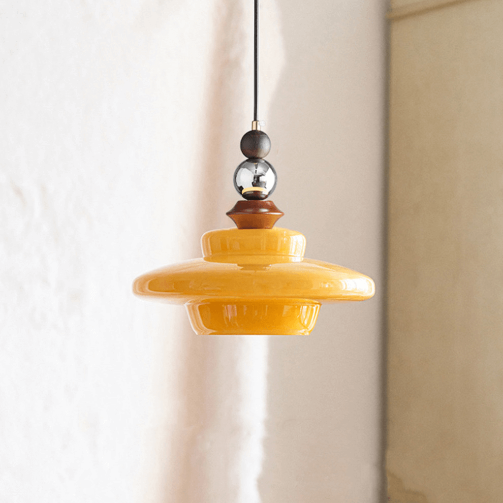 Medieval Style Beige Glass Pendant Light
