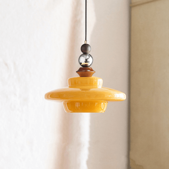 Medieval Style Beige Glass Pendant Light