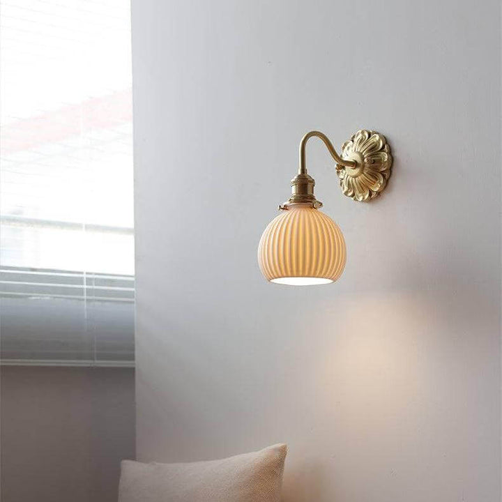Ceramic & Brass Wall Sconce Light Fixture