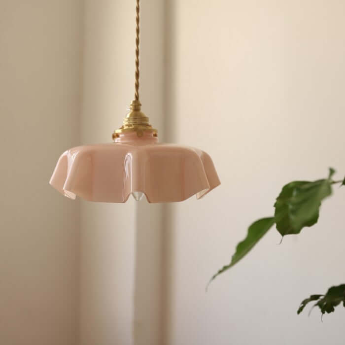 Retro Floral Glass Hanging Lamp 25cm