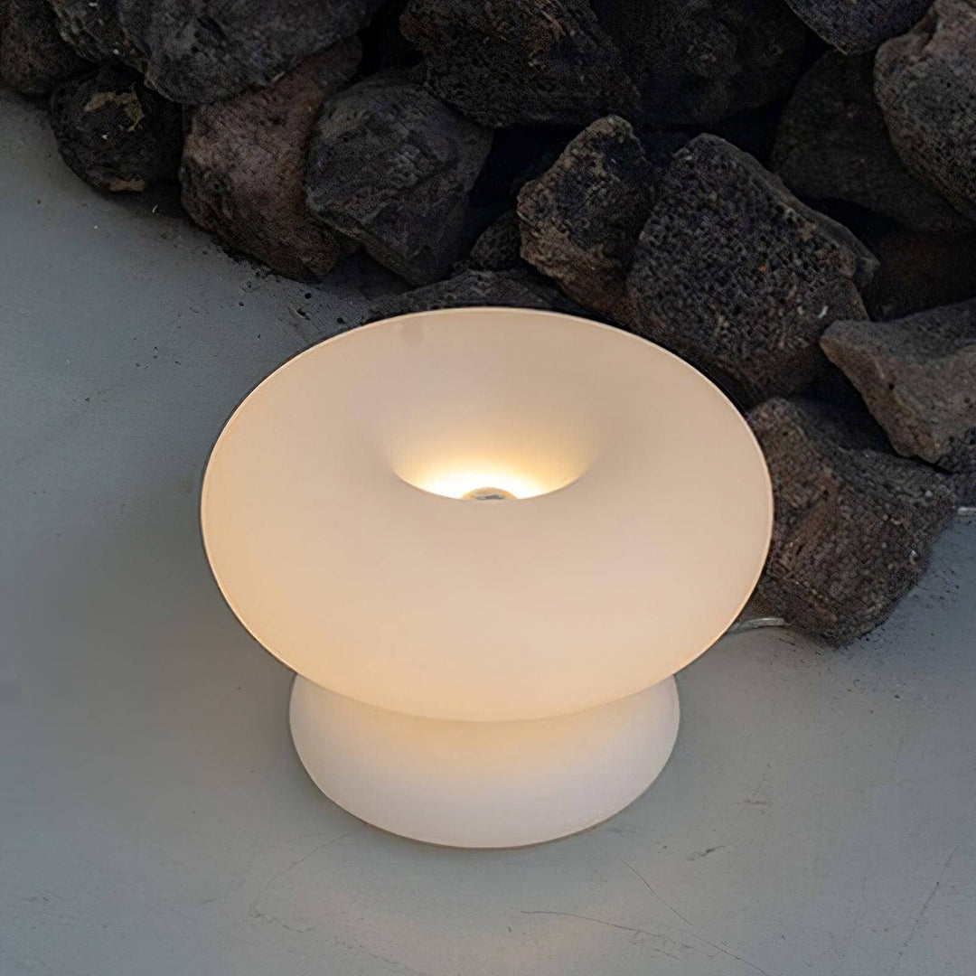 Modern Round Table Lamp with Metal Accent