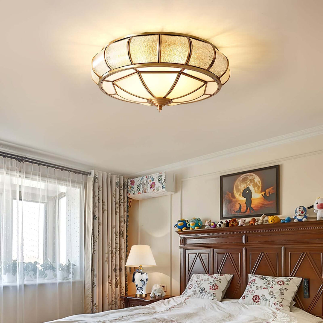 Round Textured Glass Ceiling Light Fixture