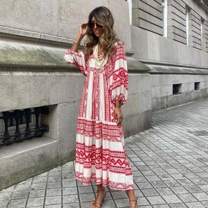 Women's Geometric Print Midi Dress