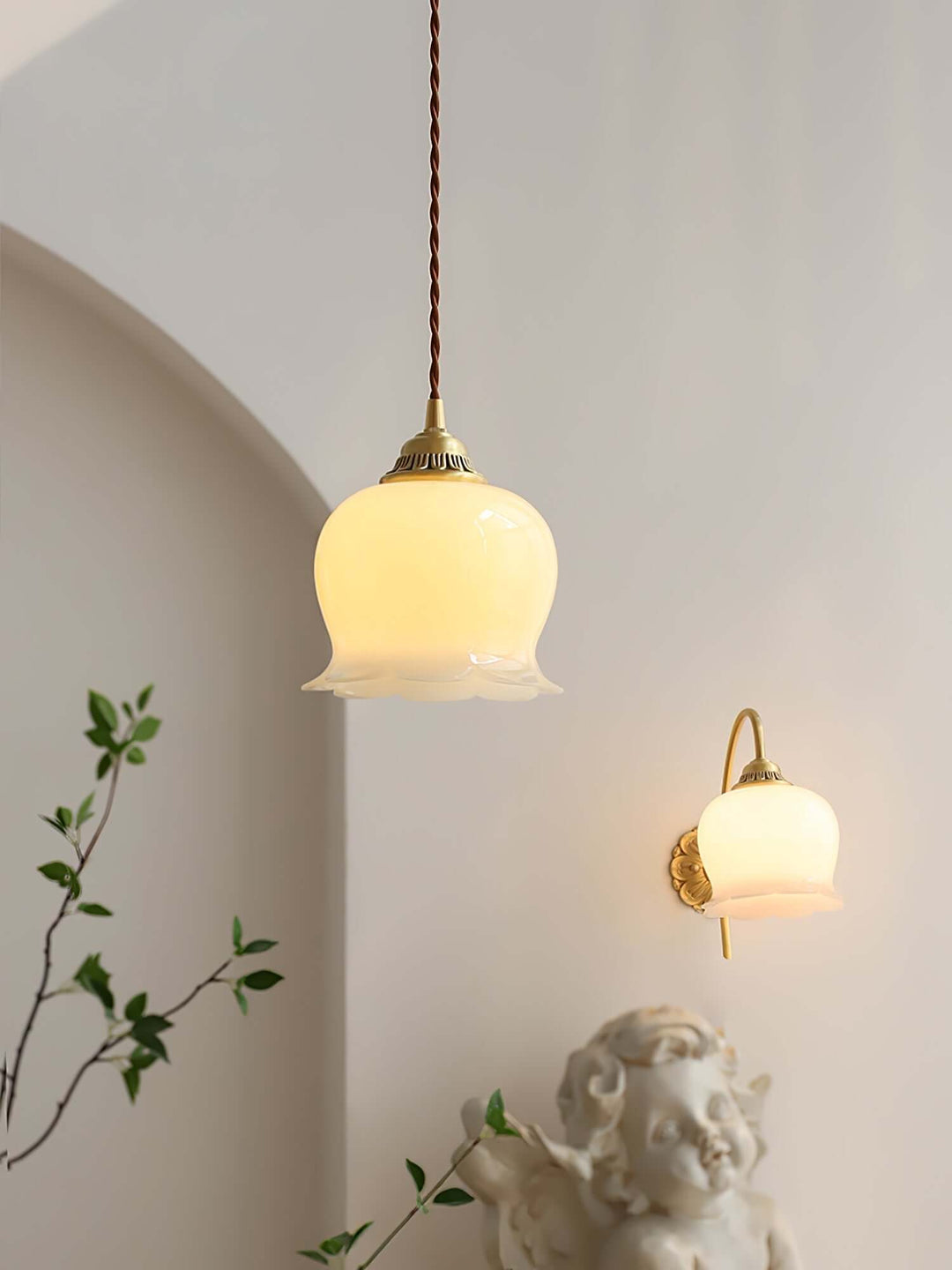 Floral Pendant Lamp, Elegant Hanging Ceiling Light Fixture