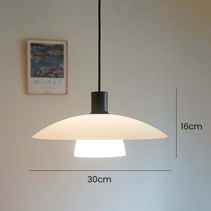 Modern White Glass Disc Pendant Light Fixture