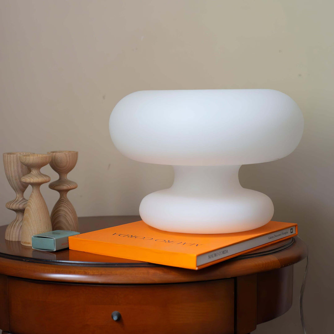 Modern Round Table Lamp with Metal Accent