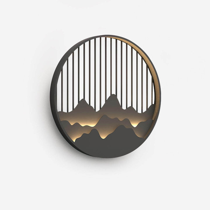 Outdoor LED Wall Light with Circular Mountain Motif