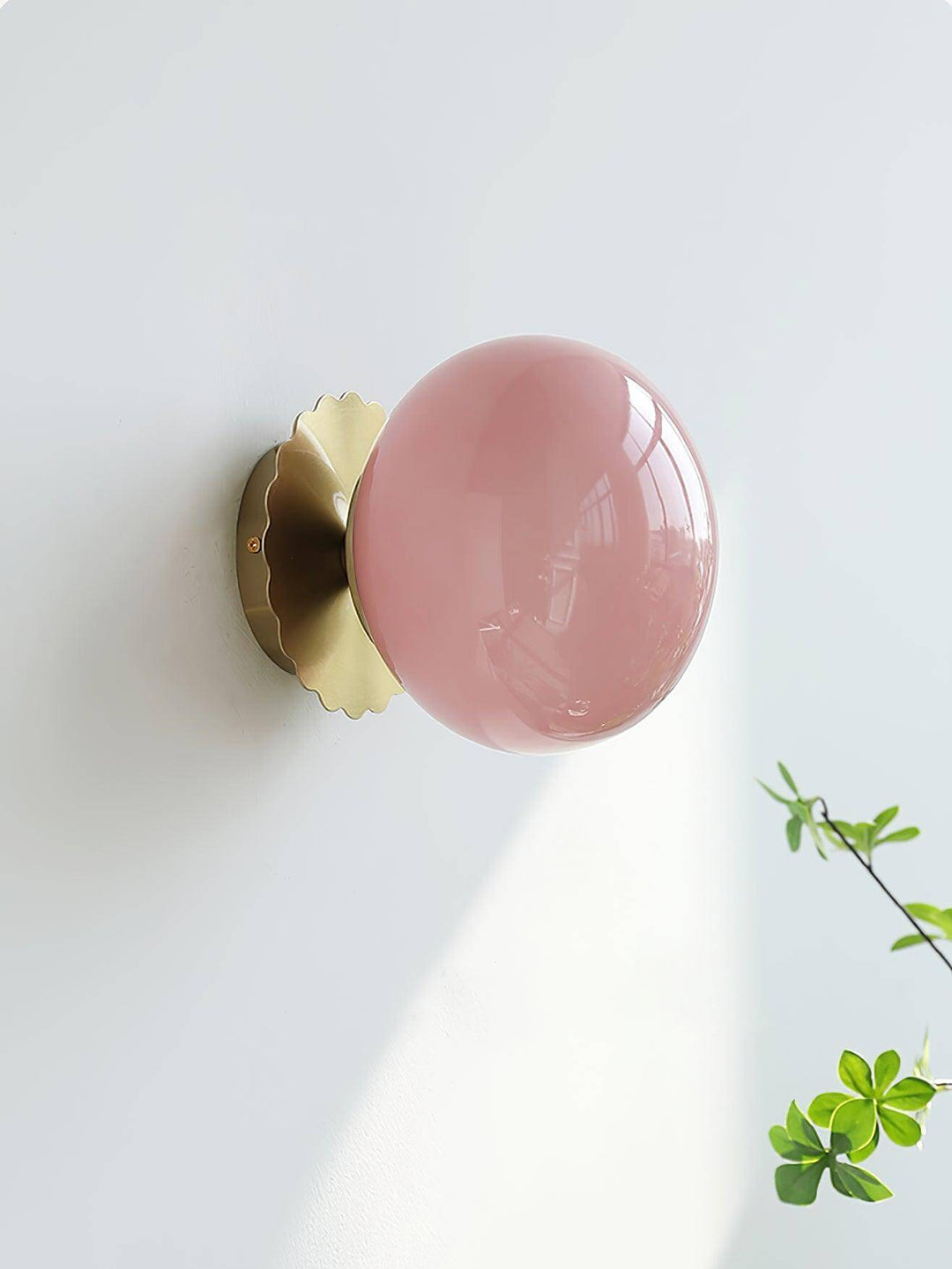 Pink Glass & Metal Sconce Light - 20cm