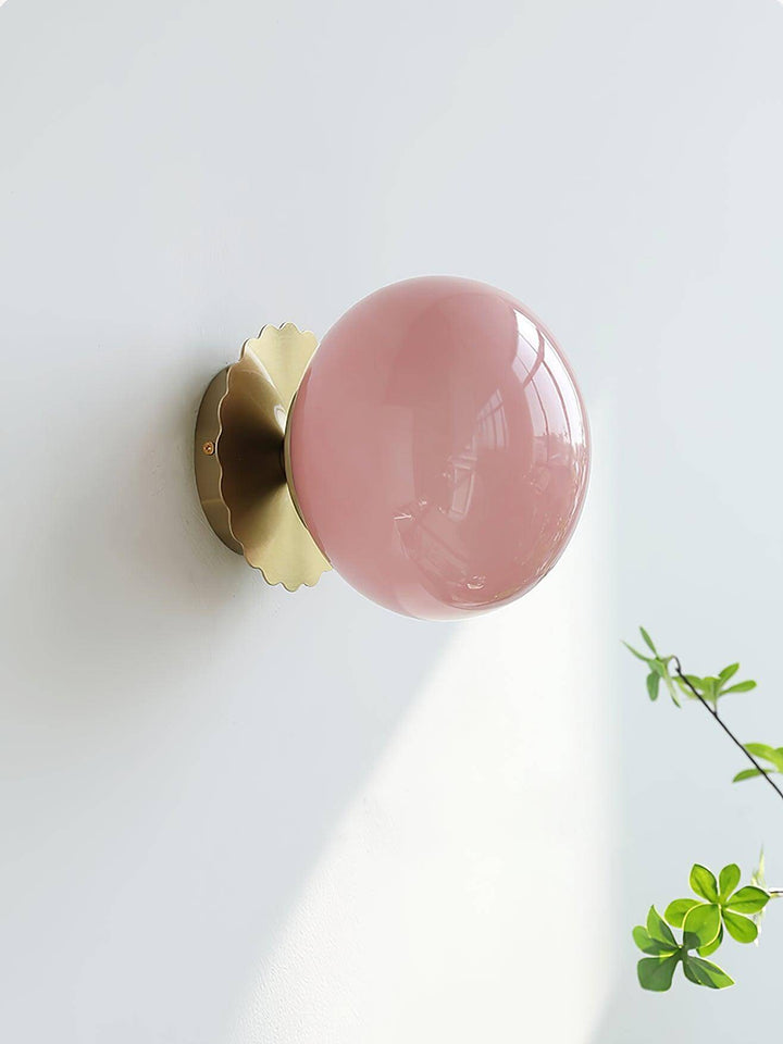 Pink Glass & Metal Sconce Light - 20cm