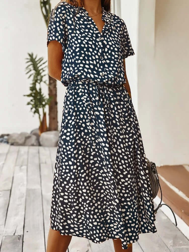Vintage Midi Dress with Elbow Sleeves