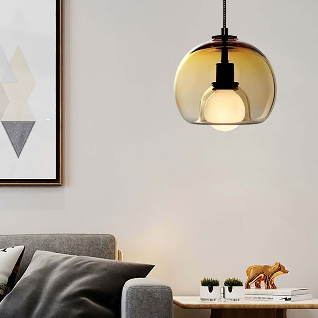 Modern Glass Pendant Light, 25cm Diameter