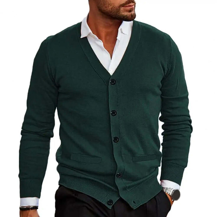 Men's V-neck cardigan front view