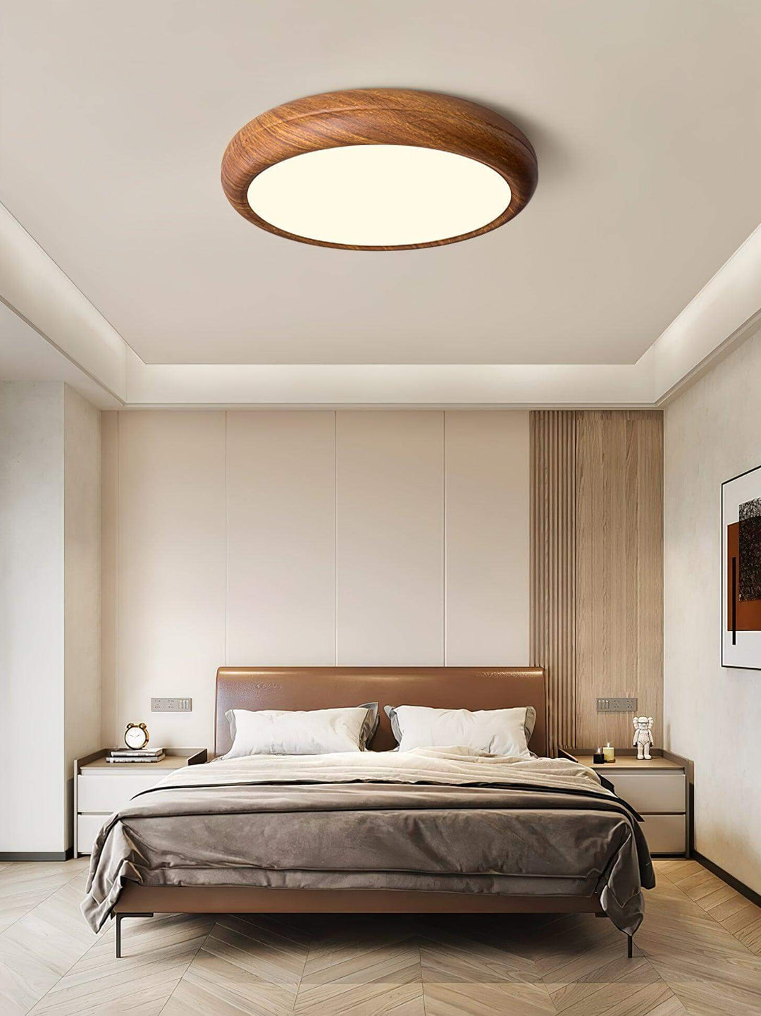 Modern Wood Grain LED Ceiling Light Fixture