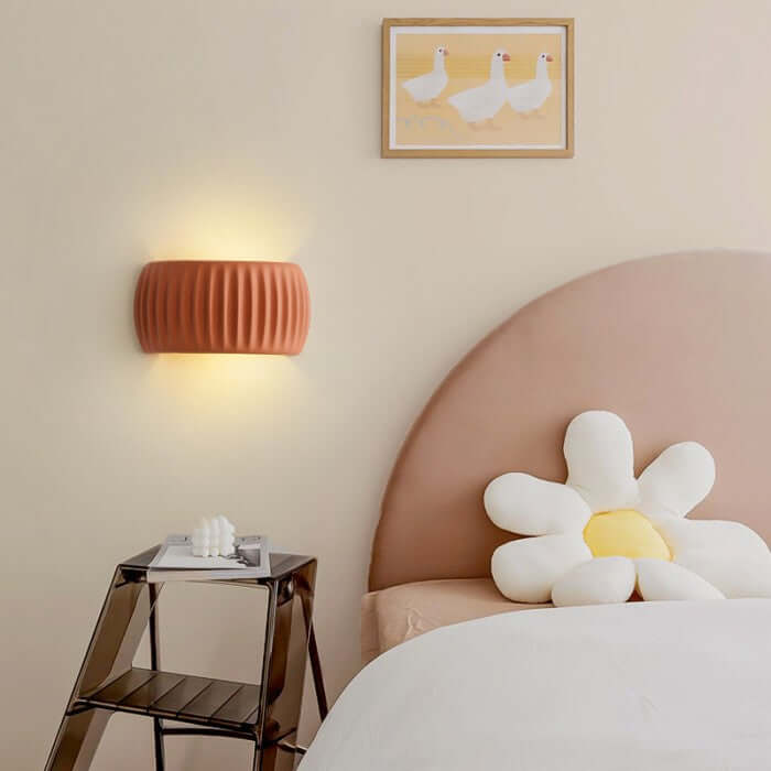 Ribbed Resin Wall Sconce - Art Deco Style
