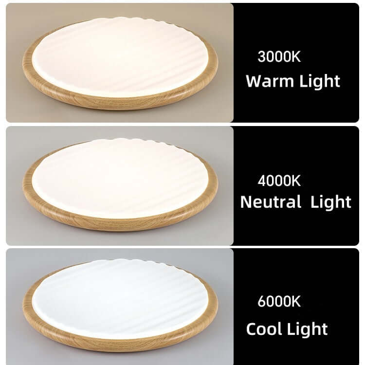 Round Wooden LED Ceiling Light for Bedroom