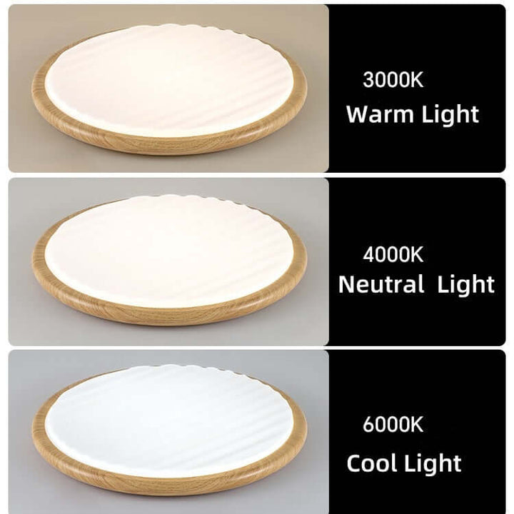 Round Wooden LED Ceiling Light for Bedroom