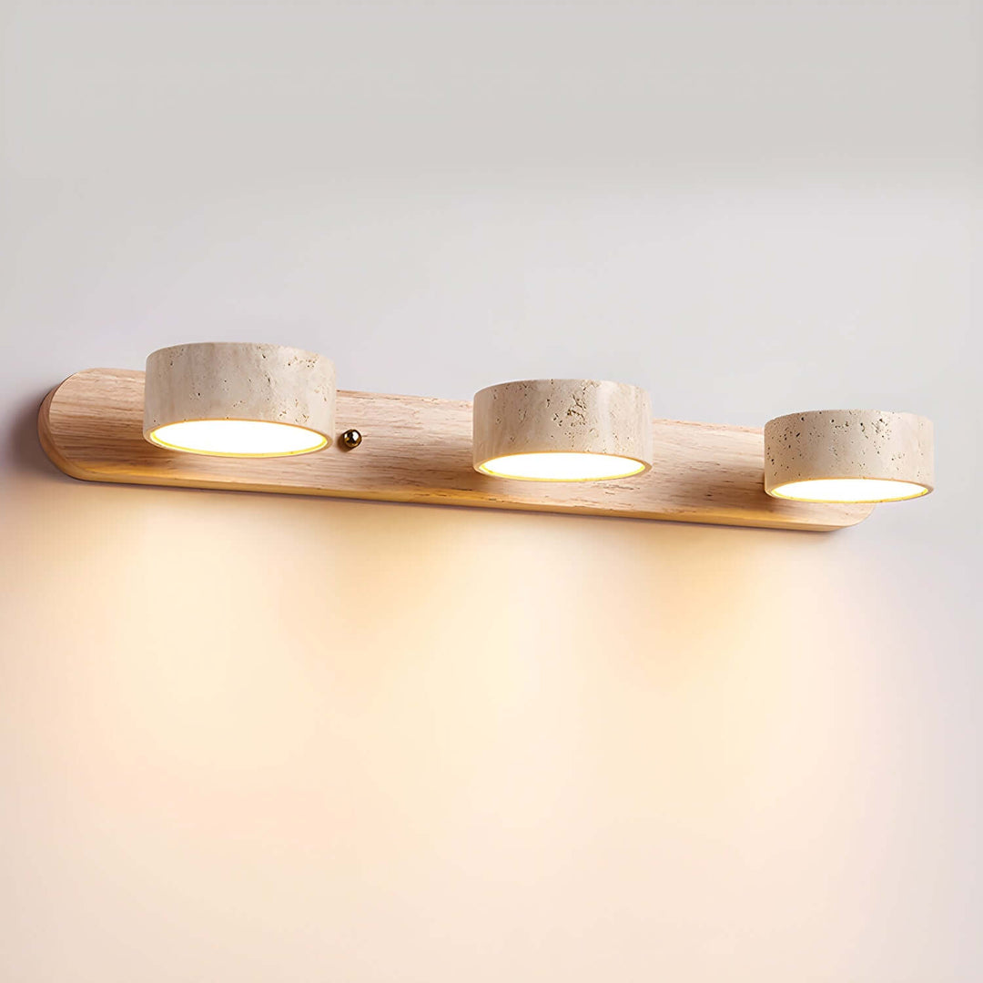 Natural Stone & Wood Wall Light Fixture