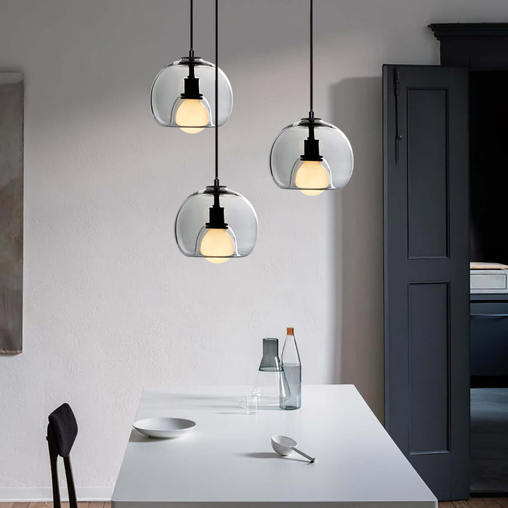 Modern Glass Pendant Light, 25cm Diameter