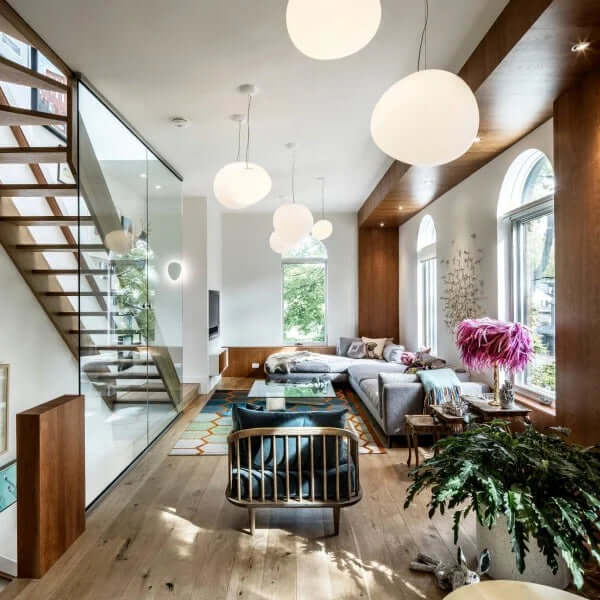 Modern Pendant Light Fixture, Hand-Blown Glass