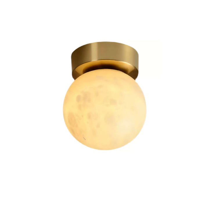 Alabaster Globe Ceiling Light with Brass Detailing