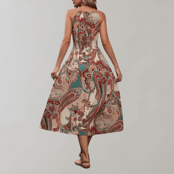Women's Boho Paisley Print Maxi Dress