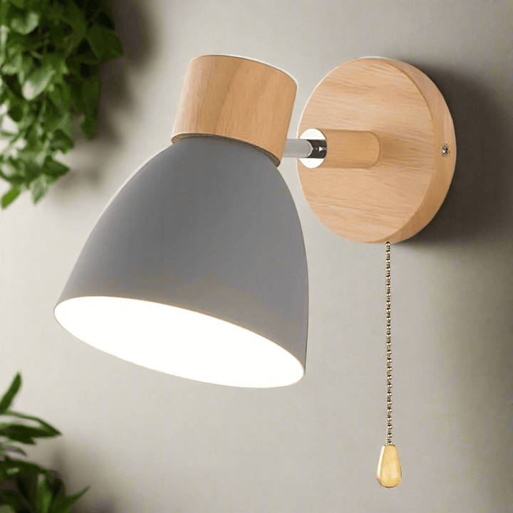 Nordic Modern Wood Hanging Wall Lamp with Switch