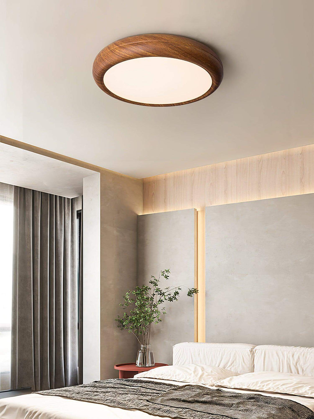 Modern Wood Grain LED Ceiling Light Fixture