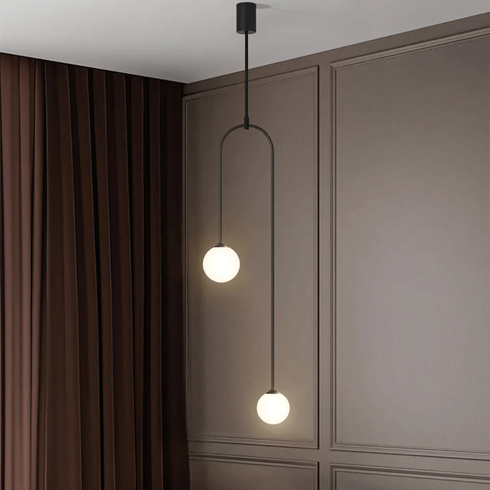 Modern U-Shaped 2-Light Glass Globe Pendant