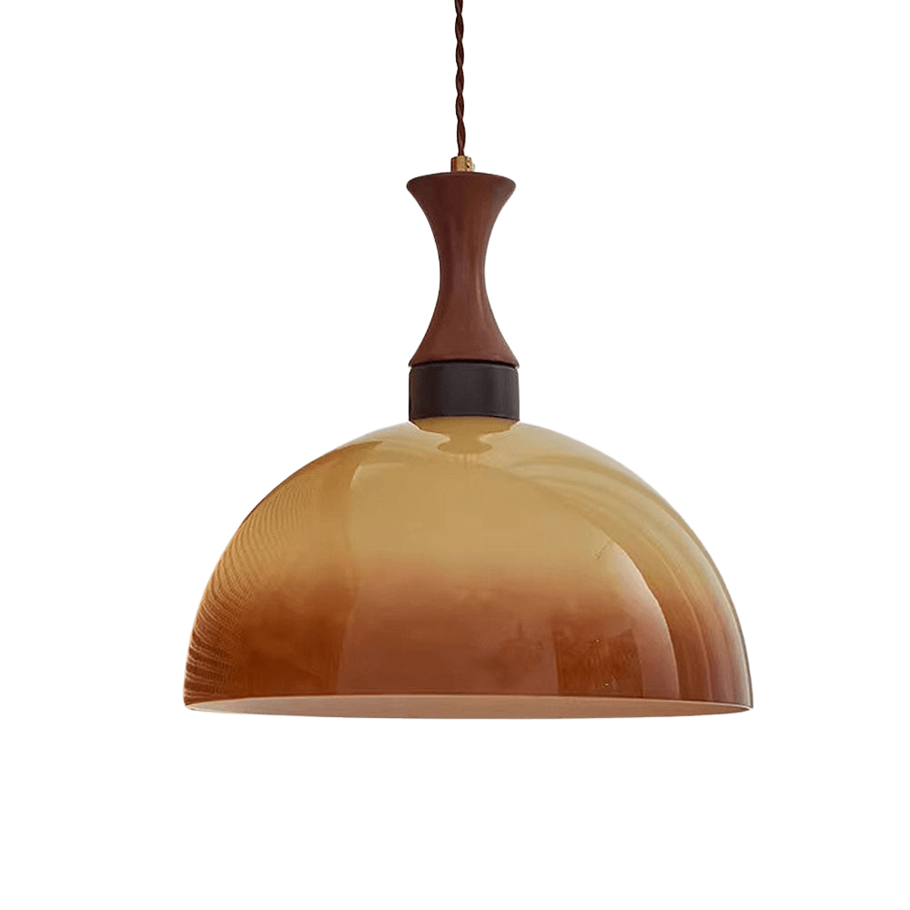 Retro Amber Glass Pendant Light 30cm